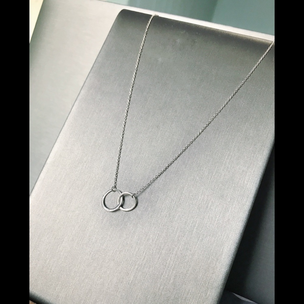 Sterling Silver Necklace Interlocking Circle Pend… - image 2